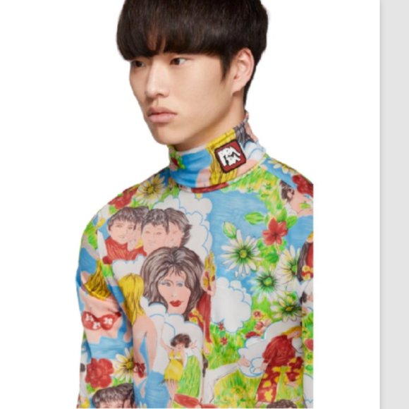 PRADA MENS FLASH BACK PRINT TURTLENECK TOP SHIRT Blouse SMALL - Picture 9 of 14